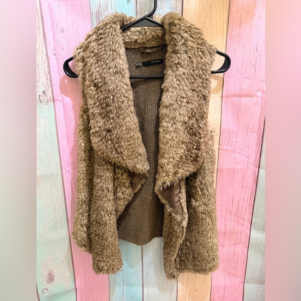 Faux Fur Vest in Brown